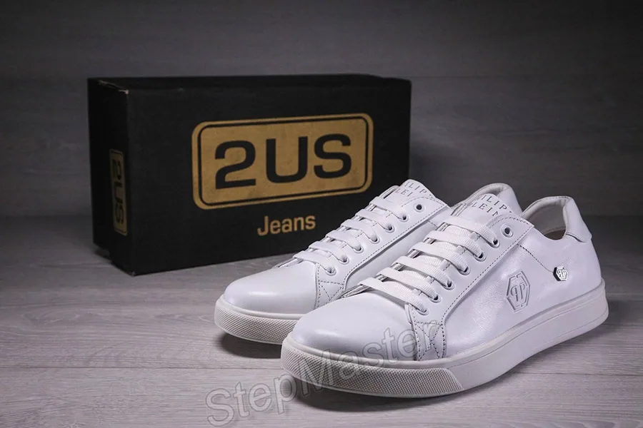 Philipp Plein чоловічі шкіряні білі кеди кросівки